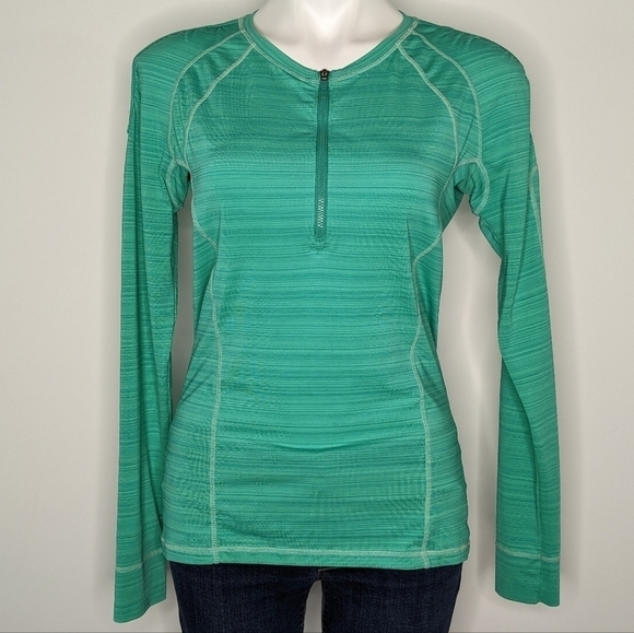 Athleta blue/green 1/3 zip pullover exercise top M - Picture 1 of 8